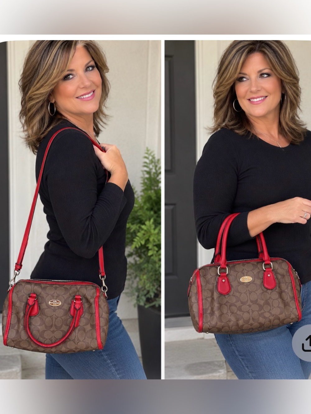 Coach Brown Signature Satchel with Orange  Trim and Strap